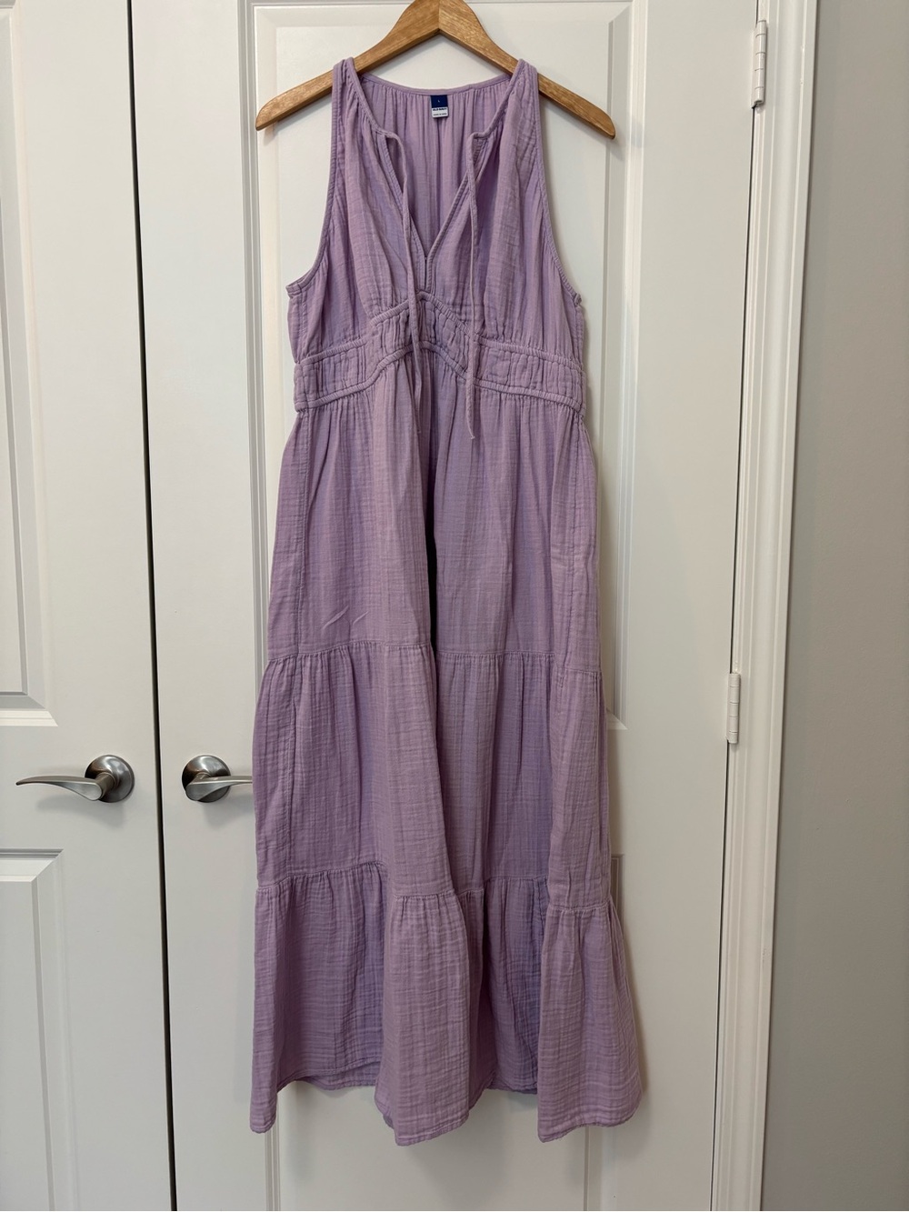 Old Navy 100% Gauze Cotton Lilac Purple Halter Top Maxi Dress, Size L - Picture 2 of 7
